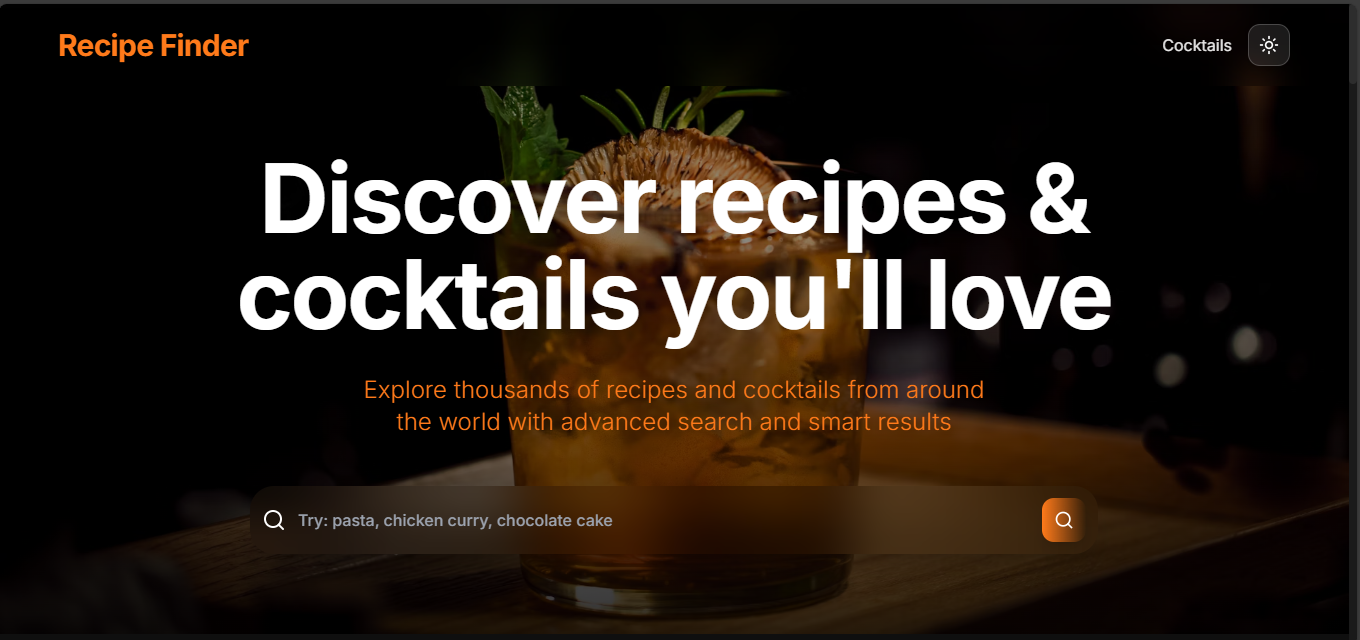 Recipe Finder interface